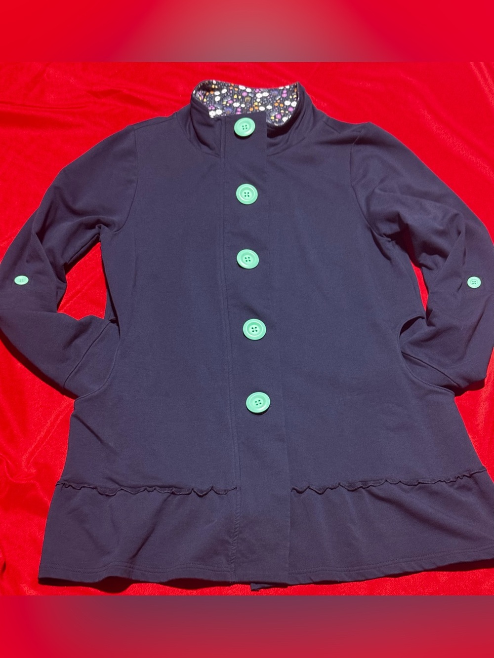 Matilda Jane Navy Utility Jacket with Mint Buttons